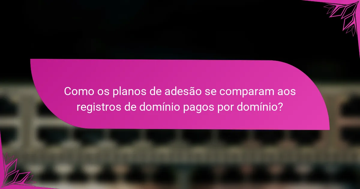 Como os planos de adesão se comparam aos registros de domínio pagos por domínio?