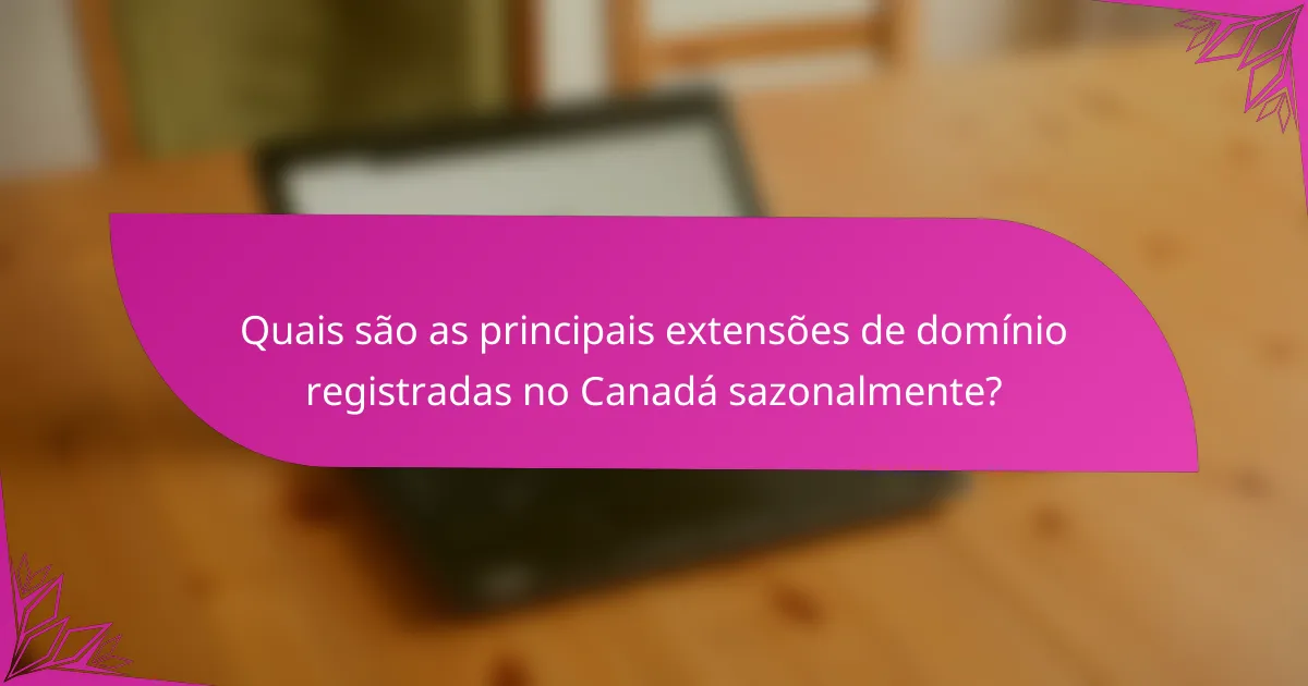 Quais são as principais extensões de domínio registradas no Canadá sazonalmente?